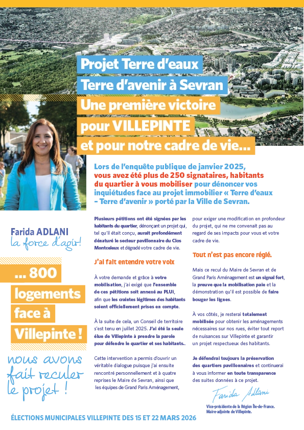 Farida ADLANI, lettre de candidature